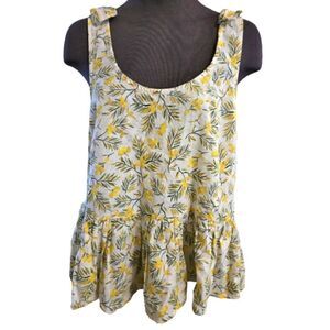 EC DIP LEMON TREE LINEN BLEND TOP SZ.M